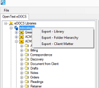 OpenText eDOCS Exporter Export Options